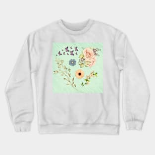 pastel spring flowers and butterflies painting Crewneck Sweatshirt